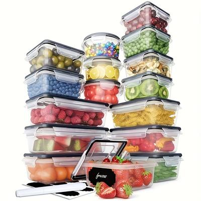 TEMU 32pcs (16 +16 Boxes) Food Storage Containers Set With (16 + 16 Containers) - Airtight Plastic Containers For Pantry & Kitchen Organization - Bpa-free With Free Labels & Marker