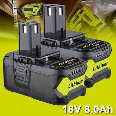 TEMU Upgraded 2pack 8.0ah P108 18v Battery Compatible With 18v One+ Battery Replacement Rbl1810 P108 P107 P105 P104 P103 Cordless Tool Batteries