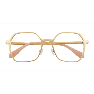 Unisex s geometric Matte Gold Aluminium Alloy Prescription eyeglasses - Eyebuydirect s Turbo