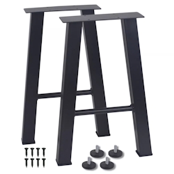 BERLINTABLES Premium Tischgestell 2 Stück Set 41cm Schwaz massiv Stahl | Tischbeine Industrial design Metall Loft Tischfüße Büro/Schreibtisch/Esstisch Image