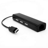 Clerance! Black type-c 100M drive-free high-speed wired network card USB3.1 converter USB 2.0 HUB 3-port hub