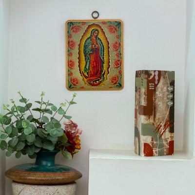 'Our Lady of Guadalupe-Themed Decoupage on Wood Wall Plaque'