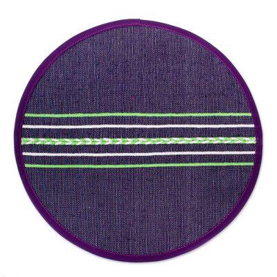 Purple Mesa,'Hand Loomed Cotton Tortilla Holder in Purple'