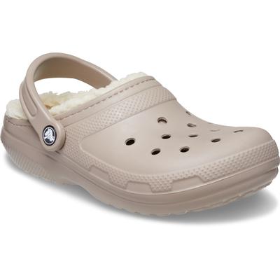 Clog CROCS "Classic Lined", Damen, Gr. 38, beige (mushroom), Croslite, casual, Schuhe, Pantolette, Hausschuh, Winterschu