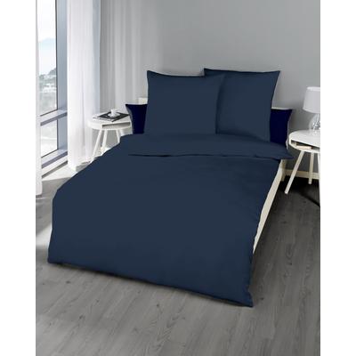 Bettwäsche KAEPPEL "Uni", blau (marine), B/L: 155cm x 220cm, , Feinbiber, B/L: 80cm x 80cm, Feinbiber, Obermaterial: 100% Baumwolle, Bettwäsche, Unifarben Image