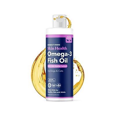 Honest Paws Omega-3 Fish Oil with Wild Alaskan Salmon Liquid Skin & Coat Supplement for Dogs, 8-fl oz bottle