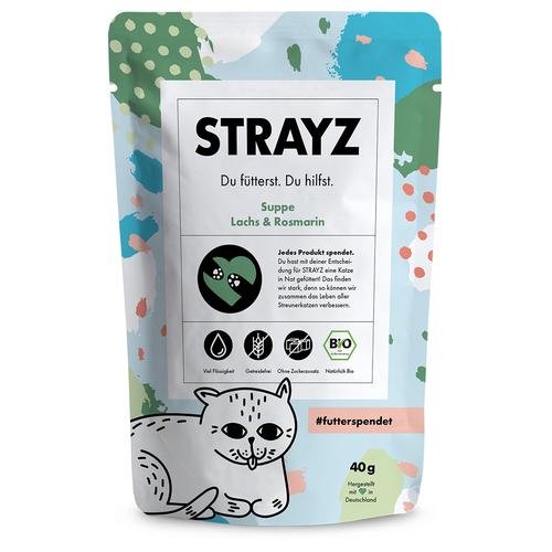 14x40g STRAYZ BIO Suppe Bio-Lachs & Bio-Rosmarin Katzenfutter nass