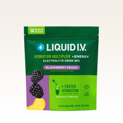 Liquid I.V.® Blackberry Peach Hydration Multiplier® +Energy (14 Pack) - Energy Drink Mix Packets