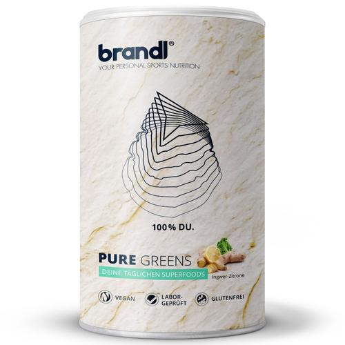 Brandl Nutrition - Superfood Greens Pulver mit Ashwagandha, Spirulina-Pulver, Ingwer, Brokkolisprossen uvm. Vitamine 300 g