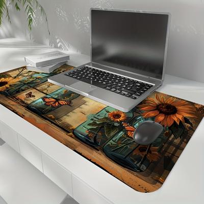 TEMU 1pc Autumn Sunflower Pattern Office Gaming Rubber Mouse Pad, Gaming Office Design Mouse Pad, Rubber Mouse Pad, Suitable For Desktop Computer, Laptop - 3 Sizes From, As A Gift To Him/her