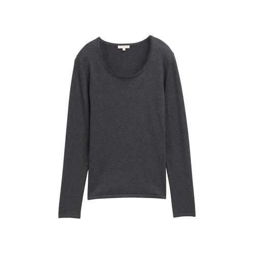 TOM TAILOR Damen Basic Rundhals Pullover, grau, Uni, Gr. S