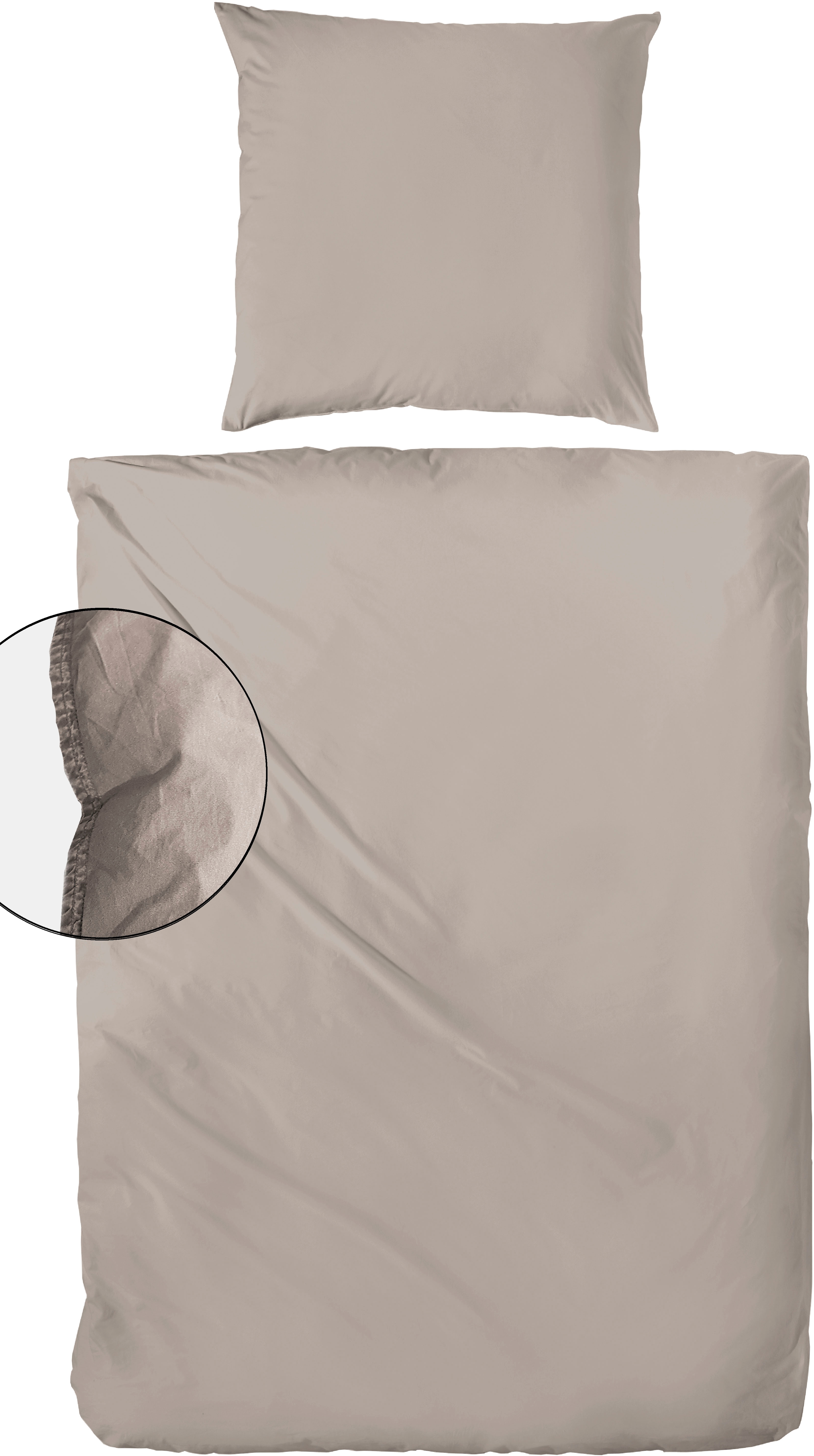 Bettwäsche PRIMERA "Primera Stone-Washed Flanell", beige (leinen), B/L: 155cm x 220cm, 1 Stk., 1 Stk., Flanell, B/L: 80cm x 80cm, 2 Stk., Flanell, Obermaterial: 100% Baumwolle, Bettwäsche, Bettwäsche aus samtig weicher angerauter Baumwolle, ab Gr.... Image