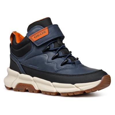 Winterboots GEOX "J FLEXYPER PLUS BOY ABX", Kinder, Gr. 34, blau (navy, schwarz), Lederimitat, Textil, casual,sportlich, Schuhe, Sneaker mit Geox Spezial Membrane, Größenschablone zum Download Image