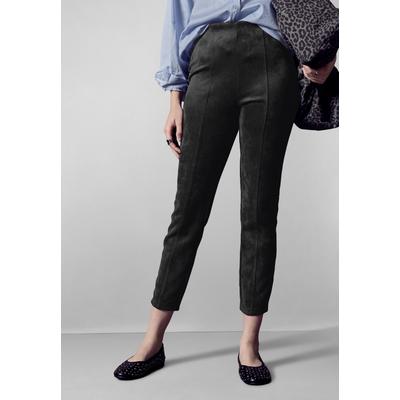Lederimitathose STREET ONE STUDIO, Damen, Gr. 42, Länge 28, schwarz, Stoff, 90% Polyester, 10% Elasthan, unifarben, casual, skinny fit knöchelfrei, Hosen, High Waist Image