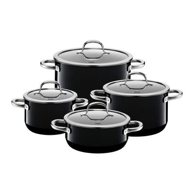Topf-Set SILIT "Silargan Passion, mit Glasdeckeln", schwarz, B:29,5cm H:32,5cm L:59,5cm Ø:24cm, Töpfe, für alle Herdarten geeignet, Induktion, Made in Germany Image
