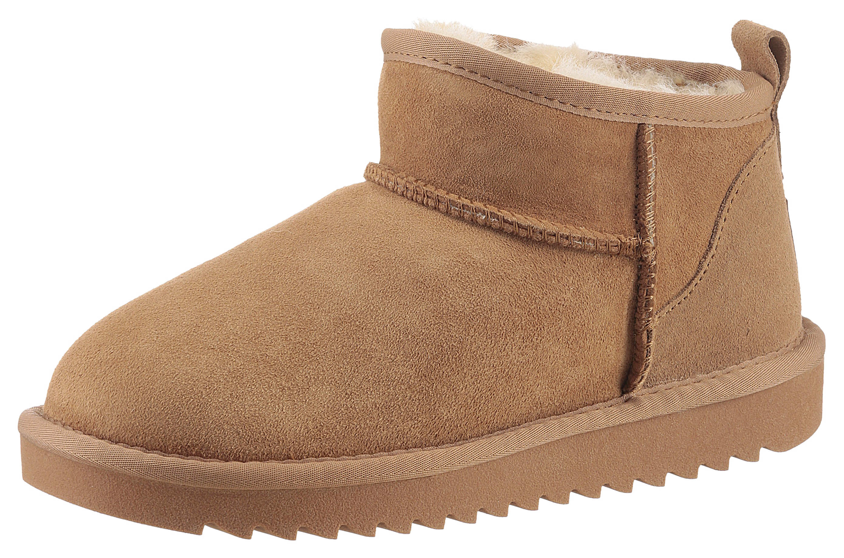 Winterboots ARA "ALASKA Short", Damen, Gr. 41, braun (cognac short), Lammfell, Veloursleder, unifarben, Schuhe Winterboots, Schlupfboots, Snowboots, Winterboots mit Anziehlasche