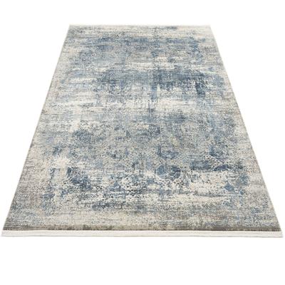 Teppich MUSTERRING "APOLLO", grau (grau, blau), B:240cm H:8mm L:300cm, Viskose, Polyacryl, Teppiche, Fransenteppich, exclusive MUSTERRING DELUXE COLLECTION hochwertig gekettelt Fransen Image