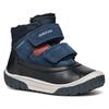 Winterboots GEOX "B OMAR BOY WPF C", Kinder, Gr. 24, schwarz (schwarz, navy), Leder, Veloursleder, Textil, casual, Schuhe, Klettstiefel, Babystiefel Winterstiefel mit Warmfutter