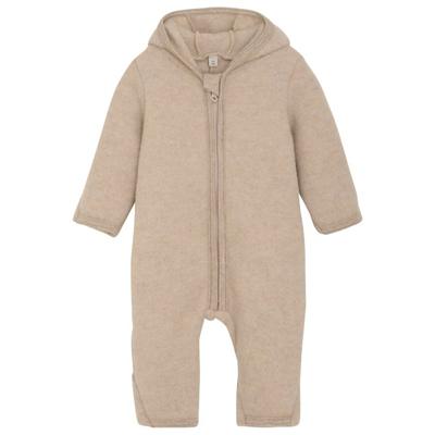 Huttelihut - Baby's Pram Suit Bear Ears Wool Fleece - Overall Gr 62 beige Image