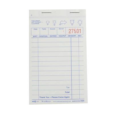 National Checking Company 101SP Guest Check - 2 Parts Booked, 2 Lines, White