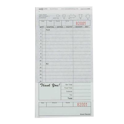 National Checking Company G4900 Guest Check - (2) Parts Booked, (16) Lines, Green