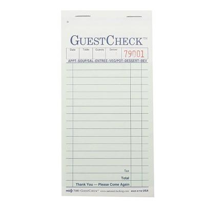 National Checking Company G7000 Guest Check - (2) Parts Booked, (17) Lines, Green