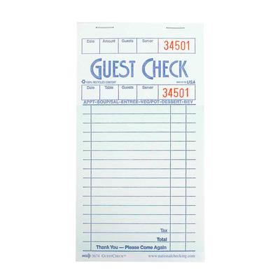 National Checking Company G3674SP Guest Check - (1) Part Booked, (16) Lines, Green