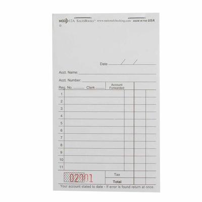 National Checking Company 12A-SP Guest Check - 2 Parts Booked, 2 Lines, White, Case of 5000