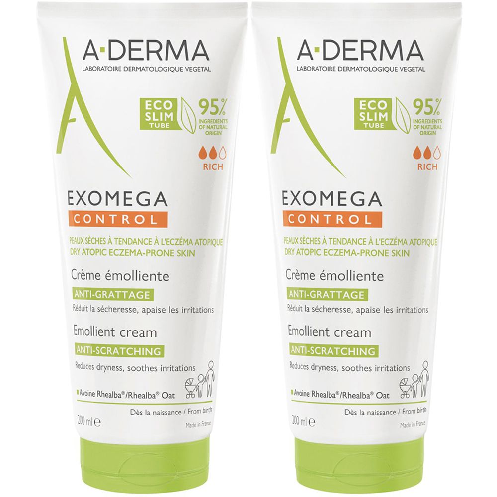 A-DERMA EXOMEGA Control Crema Emolliente Anti-Grattage 2x200 ml