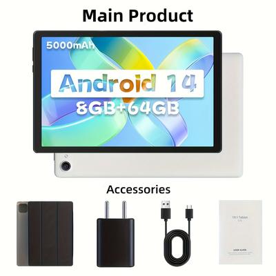 TEMU Aeezo 10.1- 14 Tablet, - , (3gb + 5gb ) , 64gb Rom, 5000mah, 800*1280 , 5mp + 8mp .