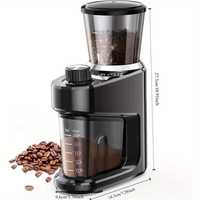 TEMU Coffee Grinder Electric, Adjustable Burr Mill With 15 Precise Setting, Electric Grinder For Drip, Percolator, French Press, Espresso And Turkish Coffee