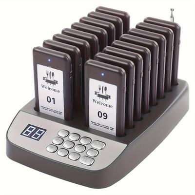 TEMU Restaurant System, 16 Wireless Pagers, Calling Guest Customers Beepers With Vibration Flash And Buzzer For Lineup Queue In Food Trucks Hospitals Hotels