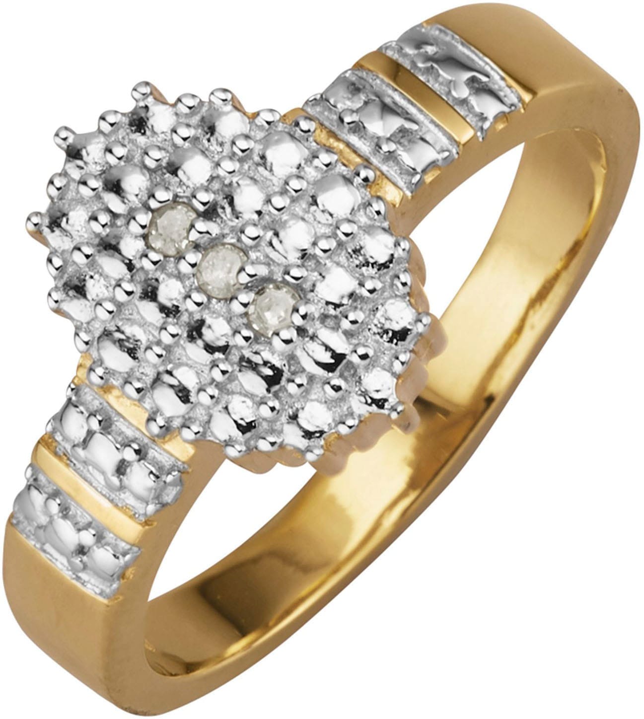 Diamantring FIRETTI "Schmuck Geschenk Silber 925 Damenring Ring" Gr. 52, silber (gelbgoldfarben, silberfarben), Fingerringe, Damen, 52, 0,03 P3 = leicht erkennbare Einschlüsse, Diamanten Silber 925 (Sterlingsilber), 2,7mm, Diamanten, Silber 925... Image