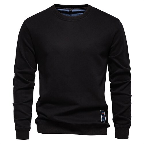 Herren Sweatshirt Pullover Schwarz Armeegrün Rote Marineblau Blau Rundhalsausschnitt Glatt Sport Natur Täglich Festtage Strassenmode Cool Brautkleider schlicht Frühling Herbst Bekleidung Image