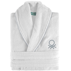 Benetton - Schwarz-weißer Bademantel L/XL 360 g/m², 100 % Baumwolle in Weiß Image