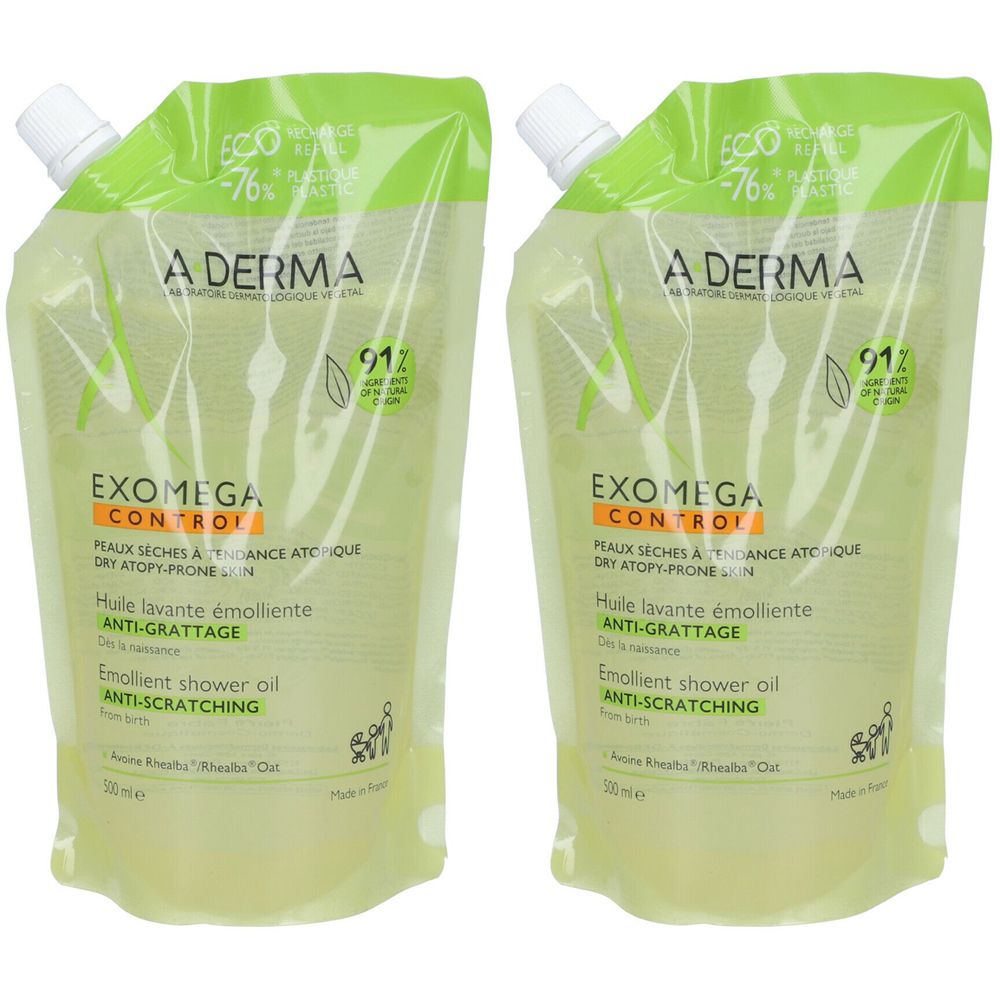 A-DERMA Exomega Control Olio Lavante Emolliente 2x500 ml Detergente