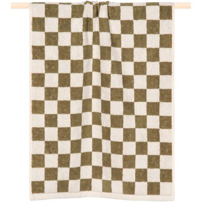 Strandtuch PAD "Chess", grün (olive), B:100cm L:180cm, Frottee, Frottee, Handtücher (Packung), Made in Europe