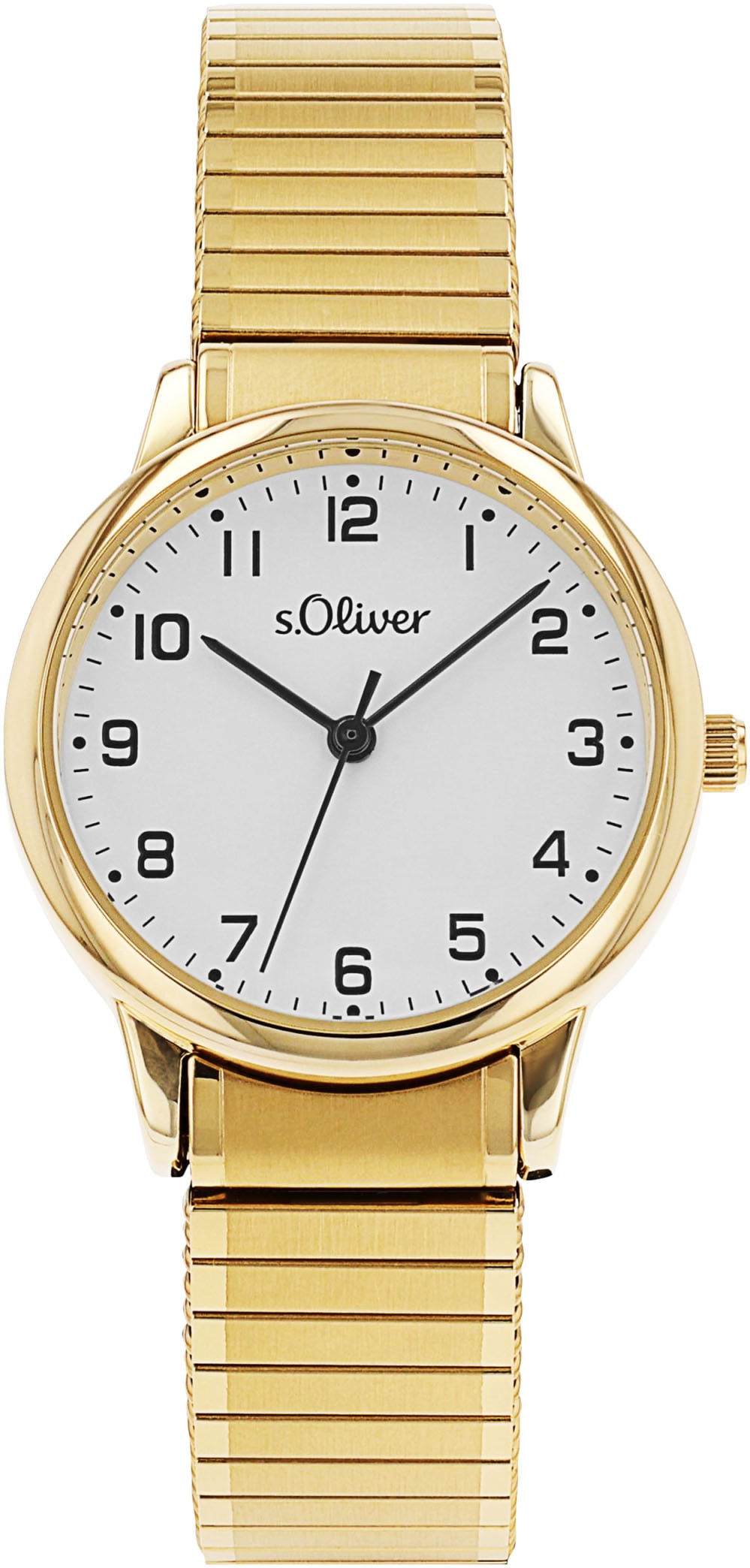 Quarzuhr S.OLIVER, gold (goldfarben), Armbanduhren, Damen, Quarzuhr, Armbanduhr, Damenuhr, Edelstahlarmband, Flexband, Zugband