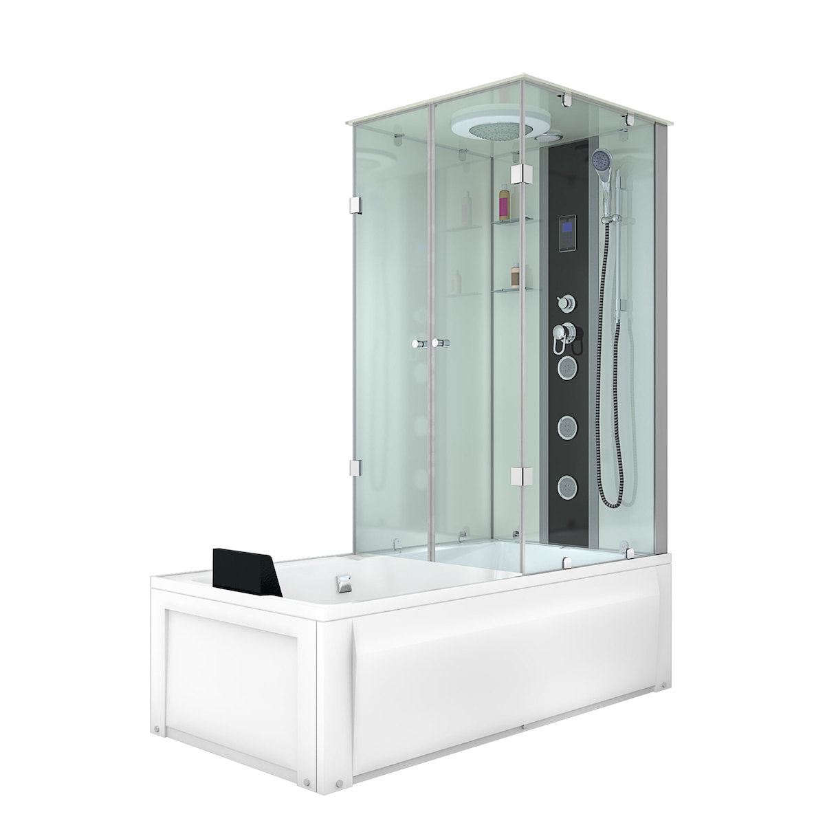 AcquaVapore Whirlpool Wanne Duschtempel Dusche Duschkabine K05-L01-WP-EC 180x90 cm mit 2K Scheiben Versiegelung Image