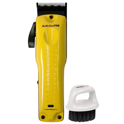 BaByliss Pro Limited Edition LO-PROFX Cordless Clipper (Andy Authentic) Yellow FX825YI + Fade Soft Knuckle Neck Brush White