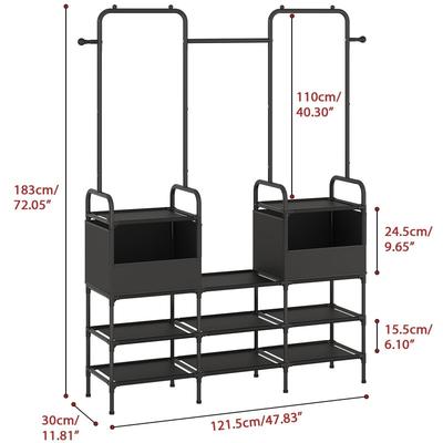3 Rods Portable Clothing Hanging Garment Rack, 2 bags