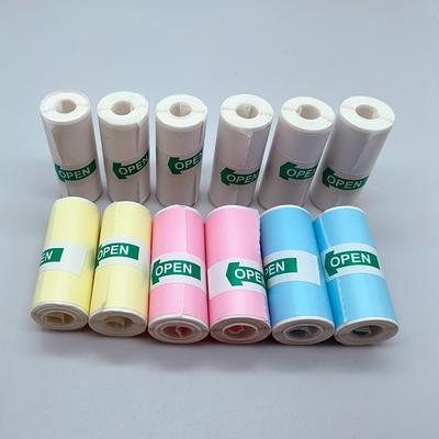 TEMU 12 Rolls Mini Thermal Printer Paper, Including 6 Rolls Of Color Thermal Stickers And 6 Rolls Of White Thermal Paper For Mini Portable Printers, 57x25mm, Suitable For Mini Thermal Printers