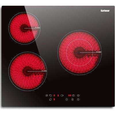 Karinear - Autarkes Kochfeld 60 cm, Glaskeramikkochfeld 3 Platten, 5200W Herdplatte 3 Kochfelder