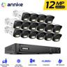 16 Channel 12MP Kit Videosorveglianza PoE,16X12MP Telecamera Esterno ip PoE