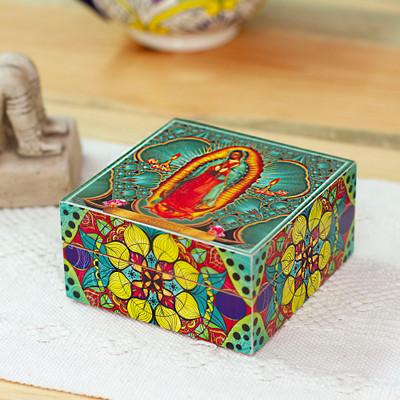 Our Lady of Guadalupe,'Our Lady of Guadalupe Decoupage on Pinewood Decorative Box'