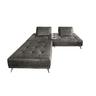 KAWOLA Sofa WIOLO Schlafsofa Daybed mit Hocker Leder grau