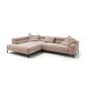 KAWOLA Sofa DELIA Ecksofa Cord taupe mit motorischem Sitzvorzug Recamiere links