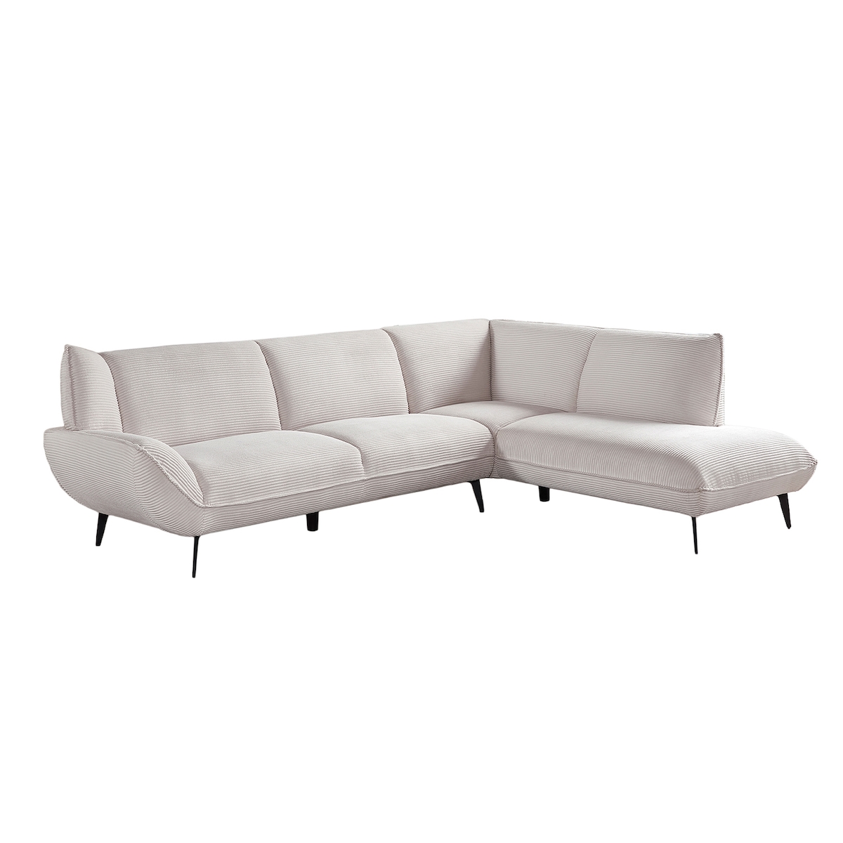KAWOLA Sofa CALLA Ecksofa Cord cremeweiß Recamiere rechts Image