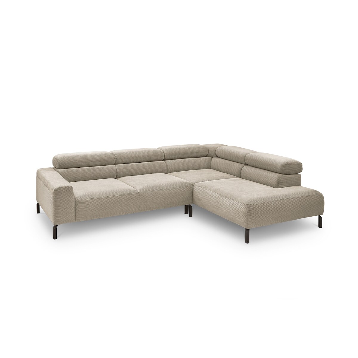 KAWOLA Sofa DELIA Ecksofa Feincord beige Recamiere rechts Image