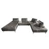 KAWOLA Sofa WIOLO Ecksofa Leder mit Hocker grau